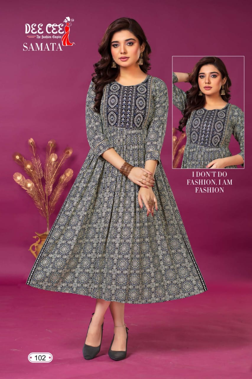 Dee Cee Samata Rayon Printed Kurtis Catalog